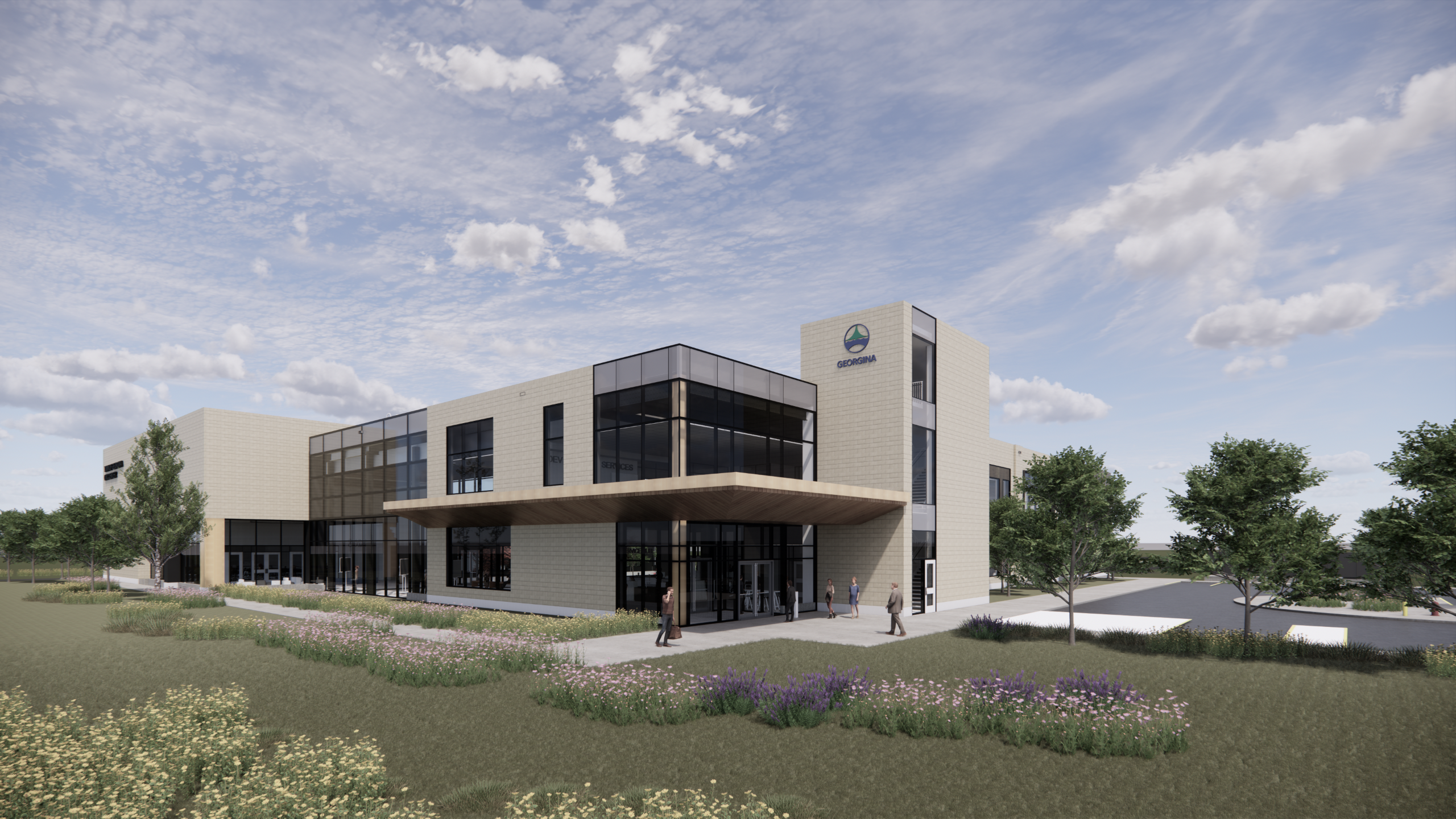 Rendering of the front of the building