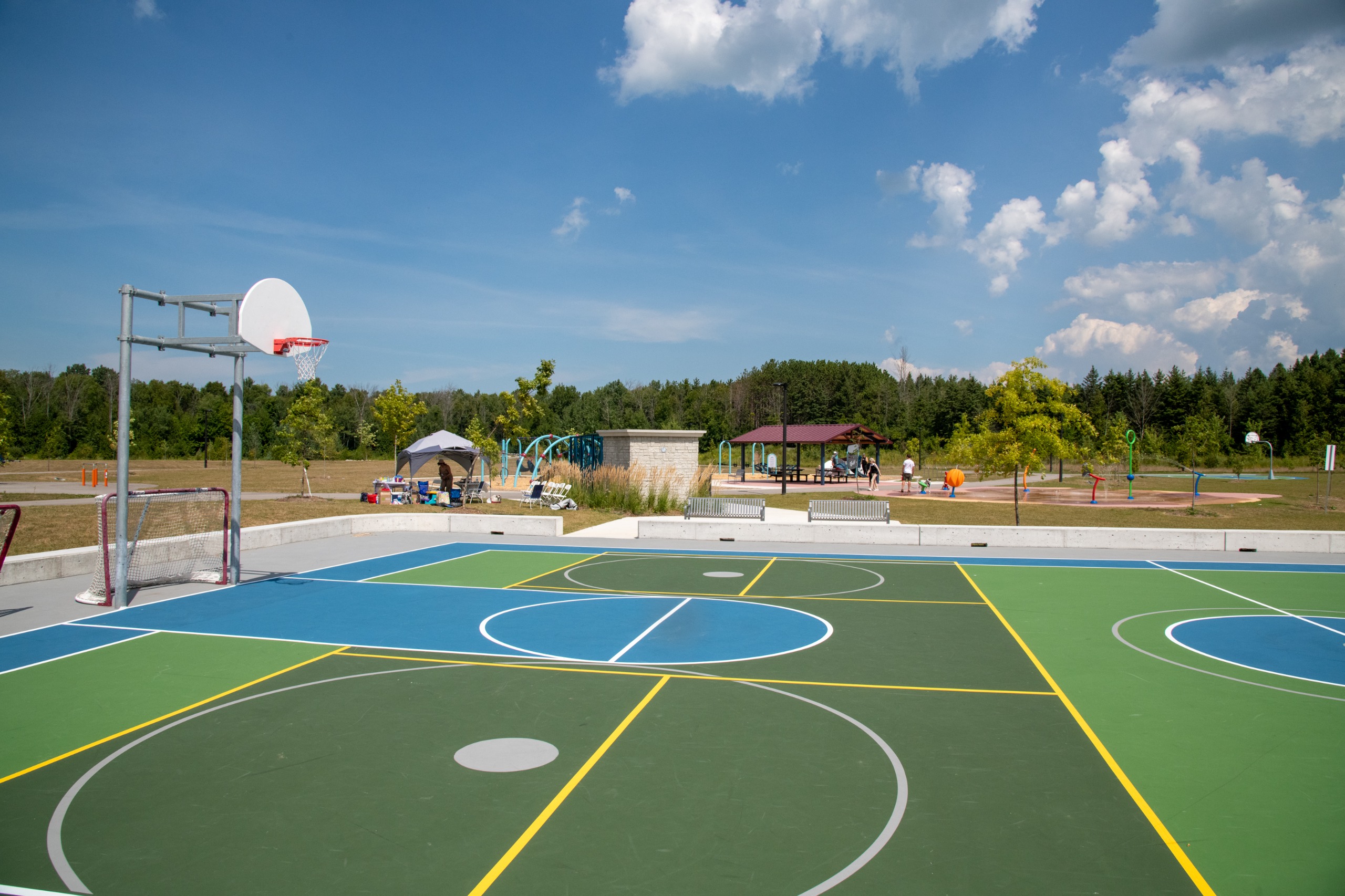 green and blue basketball court
