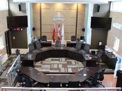 The Council Chamber in the old Civic Centre. View from above. 2017.