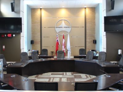 The Council Chamber in the old Civic Centre, 2017.