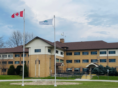 Photo of the exterior of the old Civic Centre, 2024.