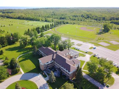 Aerial photo of the exterior of the old Civic Centre.